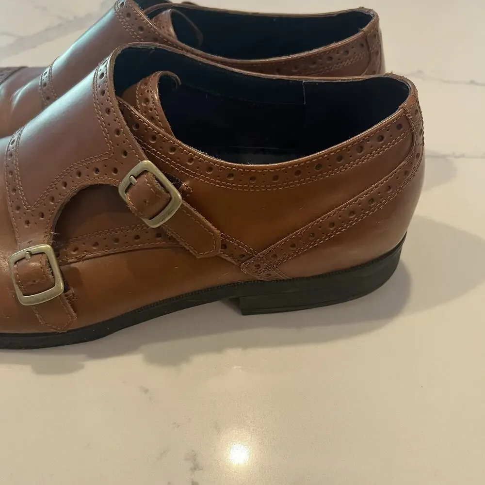 Cole Haan Grand OS Double Monk Strap Shoes Men’s Size 11.5 Brown Leather